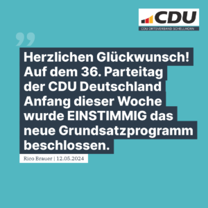 20240512 Glückwunsch zum CDU Grundsatzprogramm