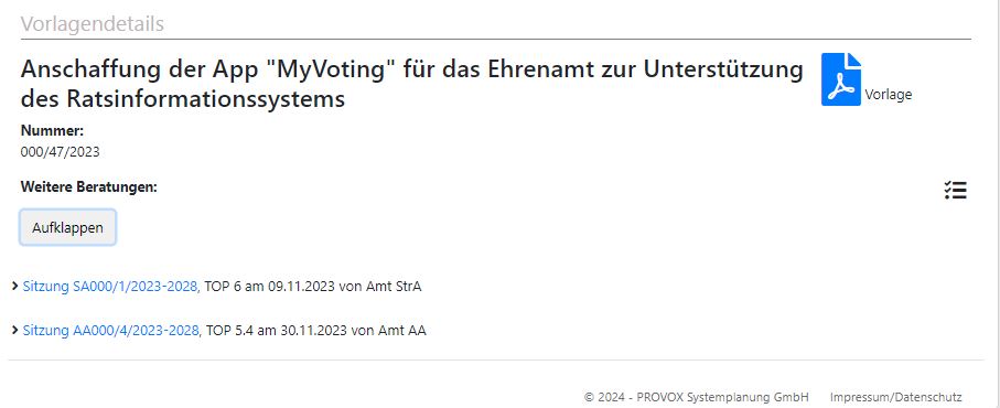 APP MyVoting Befassung im Amtsausschuss